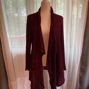 Red open front cardigan